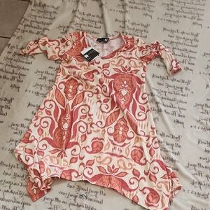 Antthony Swirl Pattern Dress in Peach and Cream
